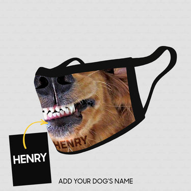 Personalized Dog Gift Idea - Zoom Brown Dog's Mouth With Messy Teeth For Dog Lovers - Cloth Mask